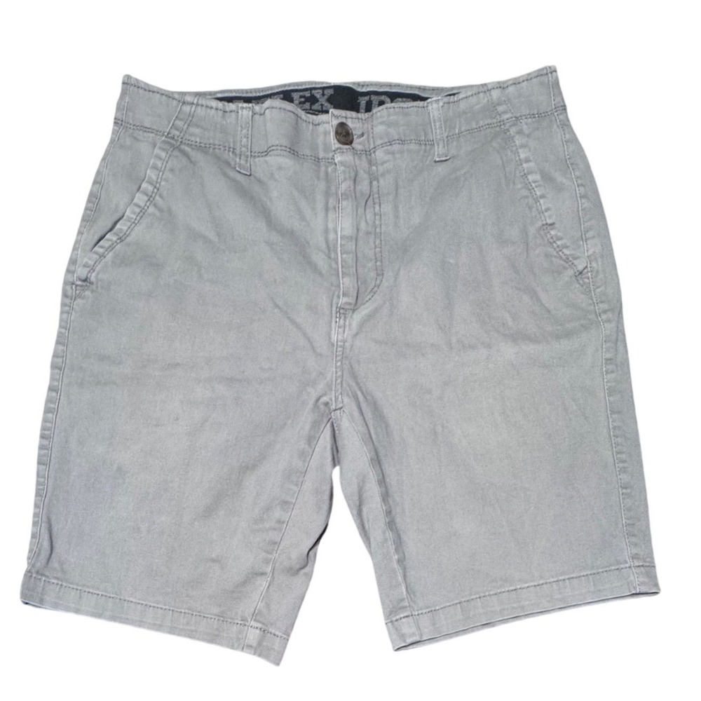 Iron Co Iron Flex Mens Gray Chino Shorts Size 32 Stretch Flat Front Casual Golf
